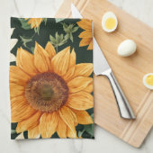 Boho Terracotta Vintag Sonnenblumenmuster Geschirrtuch (Viertel Falte)