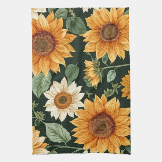 Boho Terracotta Vintag Sonnenblumenmuster Geschirrtuch (Vertikal)