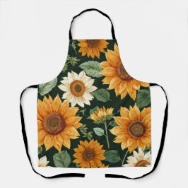 Boho Terracotta Vintag Sonnenblumenmuster Schürze