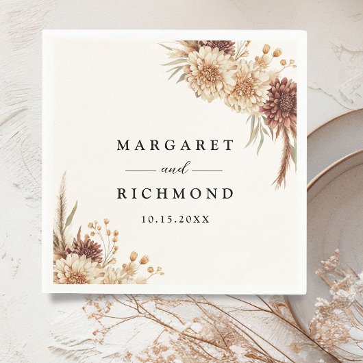 Boho Terracotta Vintage Blumenhochzeit Serviette