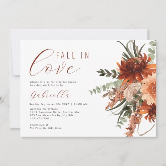 Boho Terracotta Wasserfarben Brautparty Einladung (Vorderseite)