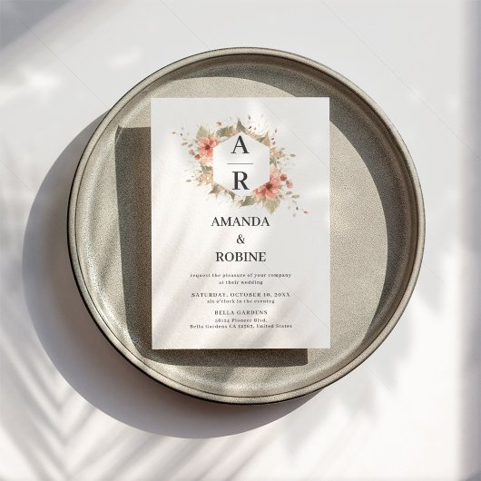 Boho Terracotta Watercolor Einladung zur Hochzeit