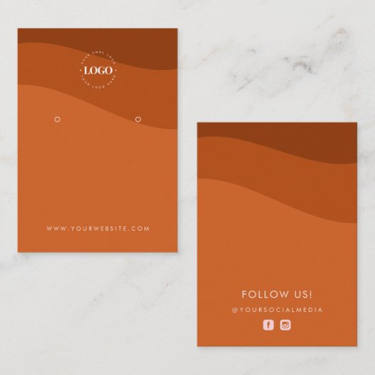 Boho Terracotta Waves Custom Logo Earring Display Visitenkarte (Vorne/Hinten)