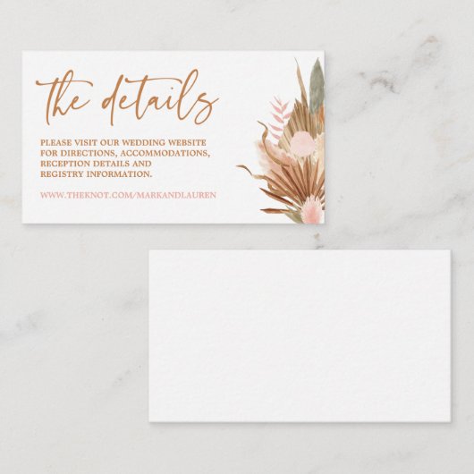 Boho Terracotta Website Info-Karte Begleitkarte (Vorne/Hinten)