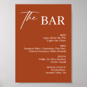 Boho Terracotta Wedding Bar Sign Poster (Vorne)