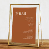 Boho Terracotta Wedding Drinks Bar Menu Cards Menükarte