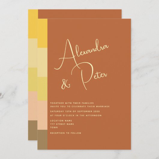 Boho Terracotta Wedding Einladung (Vorne/Hinten)