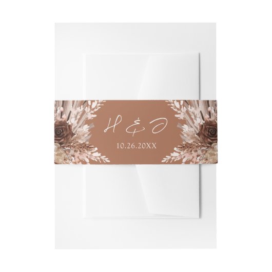 Boho Terracotta Wedding Einladungsbanderole (Vorderseite Beispiel)