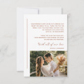 Boho Terracotta Wedding Foto Dankeschön Karte (Rückseite)