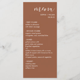 Boho Terracotta Wedding Menu Menükarte