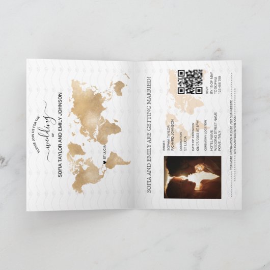 Boho Terracotta Wedding Passport Two Girls QR Code Einladung (Innenseite)