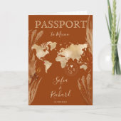 Boho Terracotta Wedding Passport Weltkarte Einladung (Vorderseite)