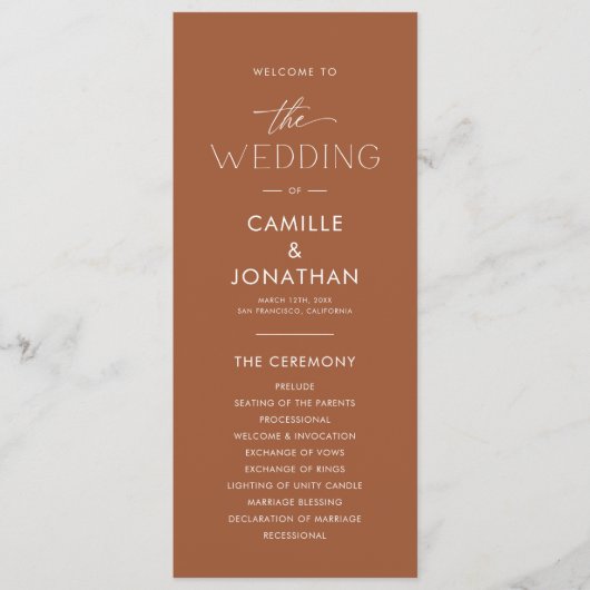 Boho Terracotta Wedding Program Programm (Vorderseite)