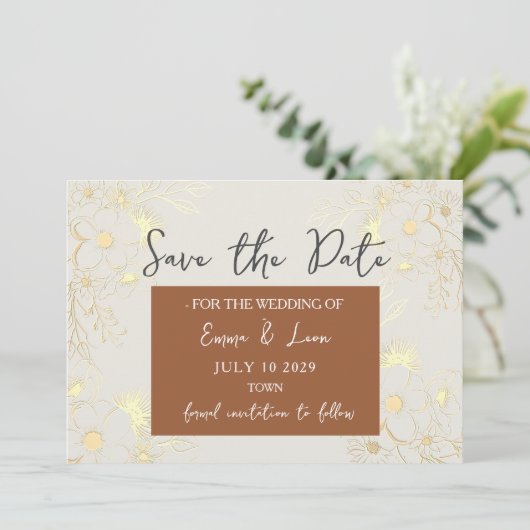 Boho Terracotta Wedding rettet das Datum Save The Date (Stehend Vorderseite)
