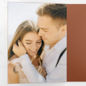 Boho Terracotta Wedding RSVP Details QR Code Foto Dreifach Gefaltete Einladung (Innen Erste Seite)