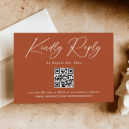 Boho Terracotta Wedding RSVP QR Code Begleitkarte