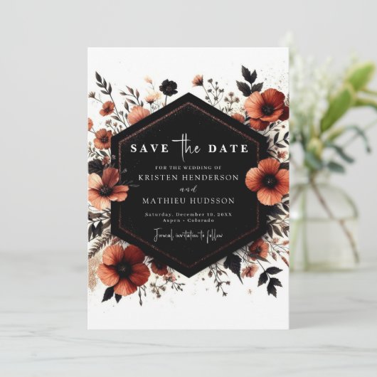 Boho Terracotta Wedding Save The Date (Stehend Vorderseite)