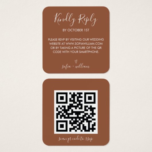 Boho Terracotta Wedding Website QR Code UAWG (Vorne & Hinten)