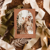 Boho Terracotta Weihnachtskarte | Modernes Foto Einladung