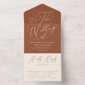 Boho Terracotta Whimsical Calligraphy Wedding All In One Einladung (Innen Boden)