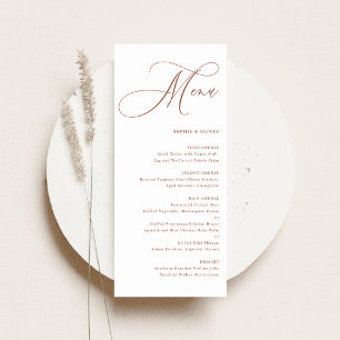 Boho Terracotta Whimsical Calligraphy Wedding Menükarte