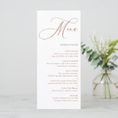 Boho Terracotta Whimsical Calligraphy Wedding Menükarte (Stehend Vorderseite)