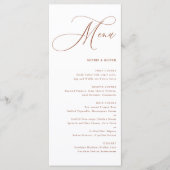 Boho Terracotta Whimsical Calligraphy Wedding Menükarte (Vorderseite)