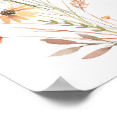 Boho Terracotta Wildblume Baby Dusche Willkommen Poster (Ecke)