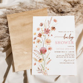 Boho Terracotta Wildblume Babydusche Einladung