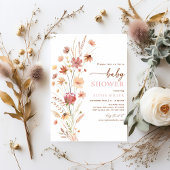 Boho Terracotta Wildblume Babydusche Einladung