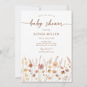 Boho Terracotta Wildblume Babydusche Einladung (Vorderseite)