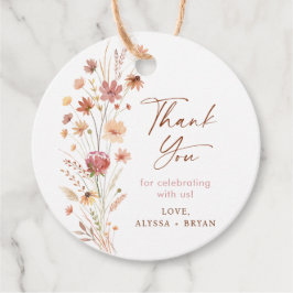 Boho Terracotta Wildblume Babydusche Geschenkanhänger