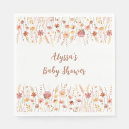 Boho Terracotta Wildblume Babydusche Serviette