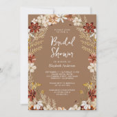 Boho Terracotta Wildblume Beige Brautparty Einladung (Vorderseite)