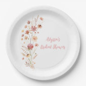 Boho Terracotta Wildblume Brautparty Pappteller (Vorderseite)