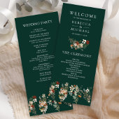 Boho Terracotta Wildblume Emerald Wedding Program