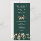 Boho Terracotta Wildblume Emerald Wedding Program (Vorderseite)