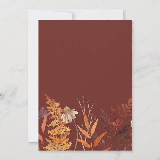 Boho Terracotta Wildblume Herbst Brautparty Einladung (Rückseite)