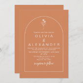 Boho Terracotta Wildblume Hochzeit Einladung (Vorne/Hinten)