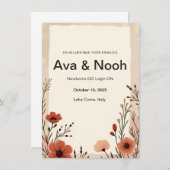Boho Terracotta Wildblume Hochzeit Einladung (Vorne/Hinten)