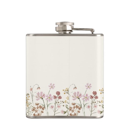 Boho Terracotta-Wildblume Monogram Name Flachmann (Rückseite)