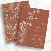 Boho Terracotta Wildblume Wedding Einladung
