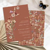 Boho Terracotta Wildblume Wedding Einladung