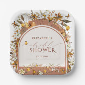 Boho Terracotta Wildblumen Arch Brautparty Pappteller (Vorderseite)