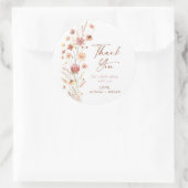 Boho Terracotta Wildblumen Babydusche Runder Aufkleber (Tasche)