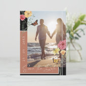 Boho Terracotta Wildblumen Foto Save the Date (Stehend Vorderseite)