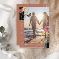 Boho Terracotta Wildblumen Foto Save the Date
