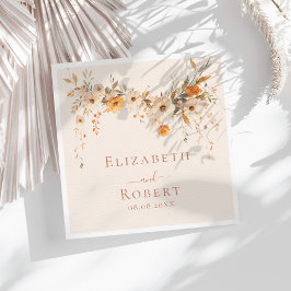 Boho Terracotta Wildblumen Hochzeit im Herbst Serviette