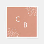 Boho Terracotta Wildflower Monogrammed Napkins Serviette (Vorderseite)