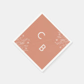 Boho Terracotta Wildflower Monogrammed Napkins Serviette (Ecke)